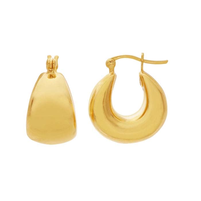 14K Yellow Gold Electroform Hoop Earrings