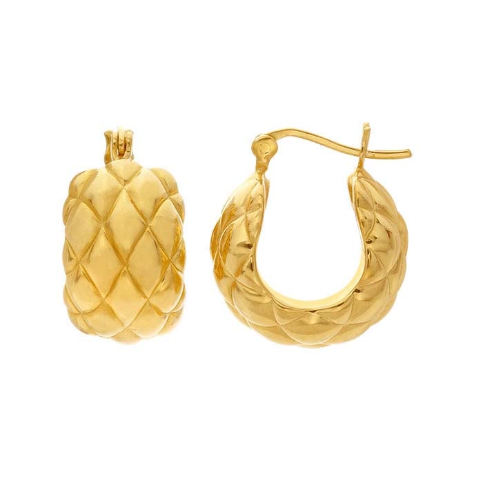 14K Yellow Gold Electroform Hoop Earrings