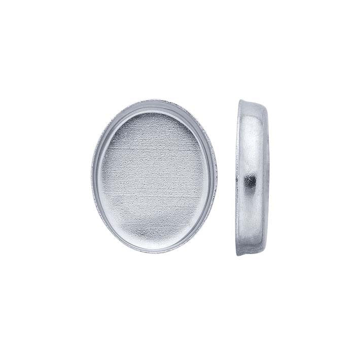 14K White Gold 9 x 7mm Oval Bezel Cup Setting