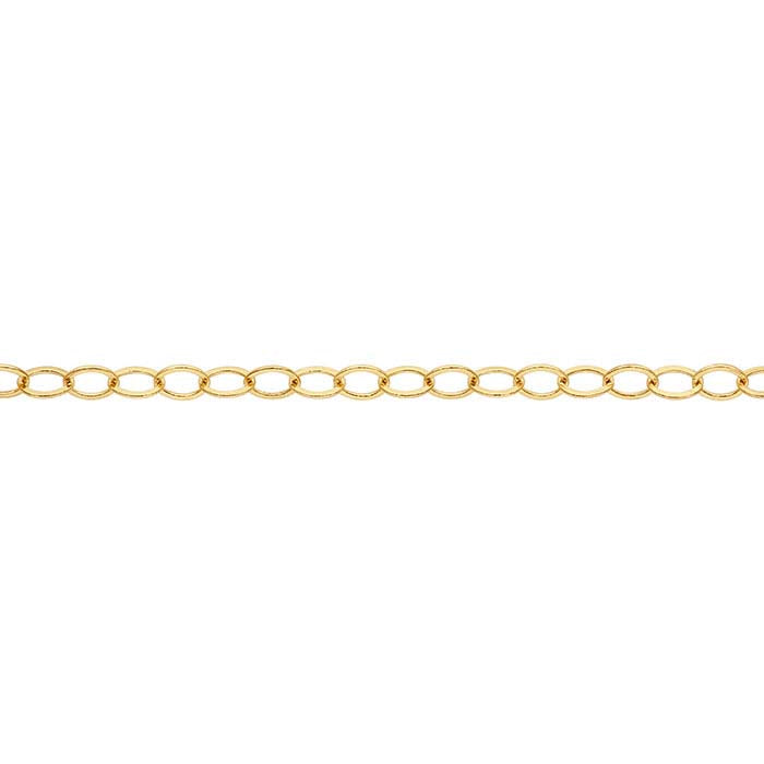 14K Yellow Gold 1.5mm Flat Oval Cable Chain
