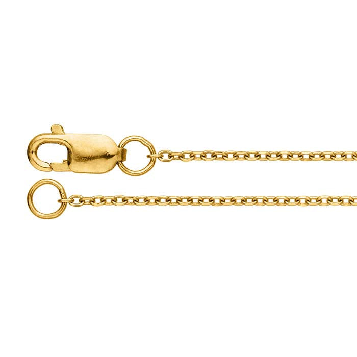 Cadena de cable de oro amarillo 10K con corte diamante de 1 mm