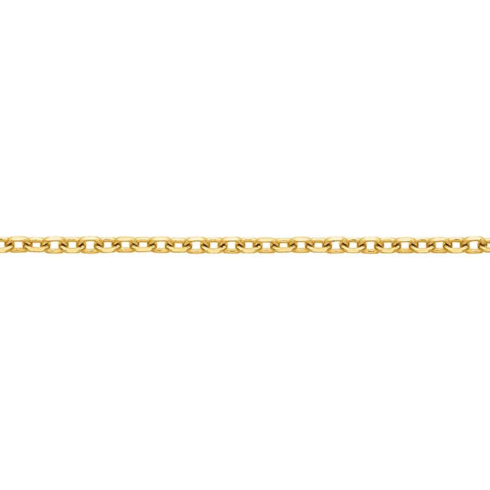 Cadena de cable con corte de diamante de 1 mm en oro amarillo de 10 quilates, por pulgada