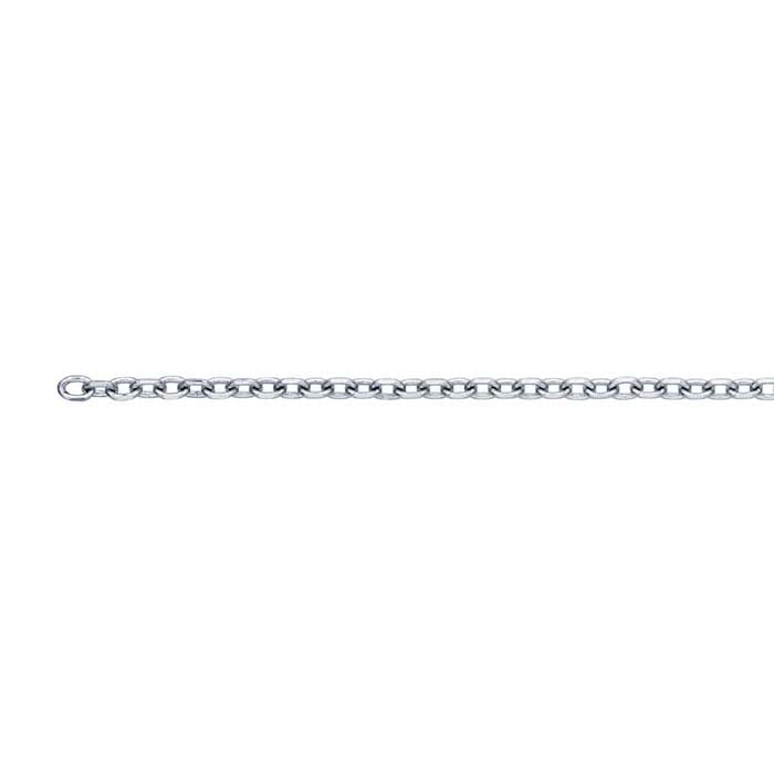14 Karat Weißgold, 1 mm, diamantgeschliffene Ankerkette, Zollweise