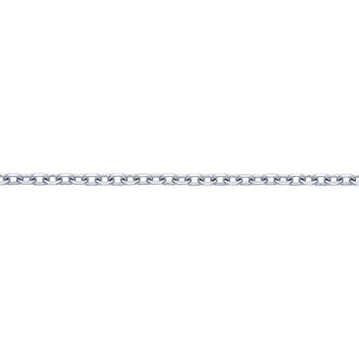 14 Karat Weißgold, 1 mm, diamantgeschliffene Ankerkette, Zollweise