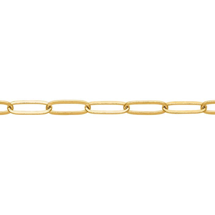 Cadena de cable ovalada plana de 2 mm en oro amarillo de 10 quilates