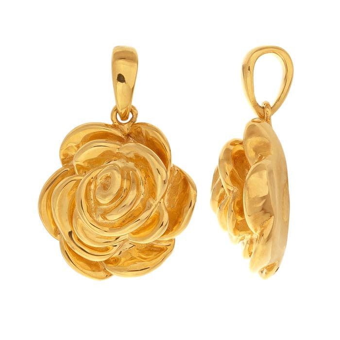 14K Yellow Gold Electroformed Flower Pendant