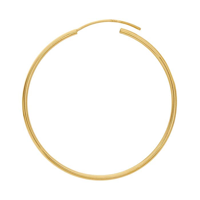 14K Yellow Gold 1 x 30mm Endless Hoop Earrings