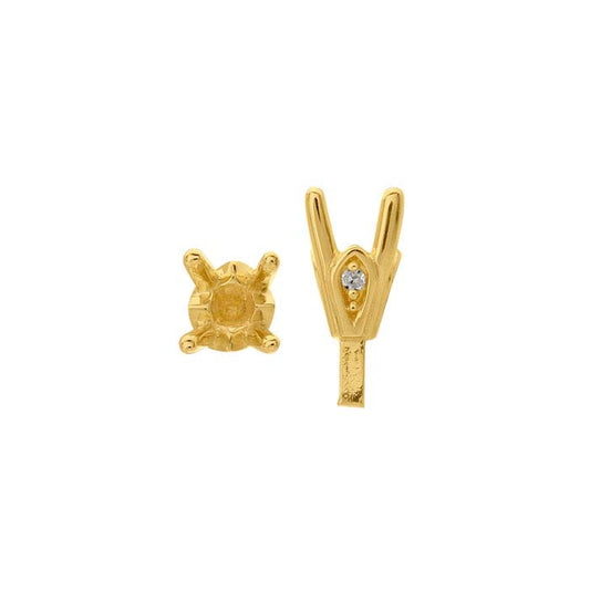 14K Yellow Gold 3mm Round Semi-Mount 4-Prong Setting with Peg