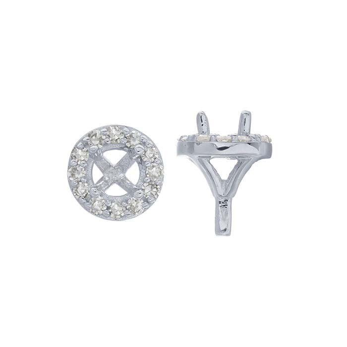 14K White Gold 3mm Round Semi-Mount Halo 4-Prong Setting with Peg