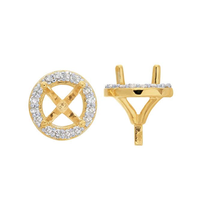 14K Yellow Gold 5mm Round Semi-Mount Halo 4-Prong Setting with Peg