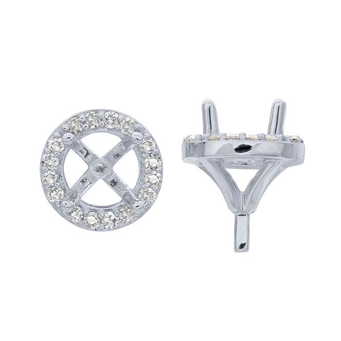 14K White Gold 5mm Round Semi-Mount Halo 4-Prong Setting with Peg