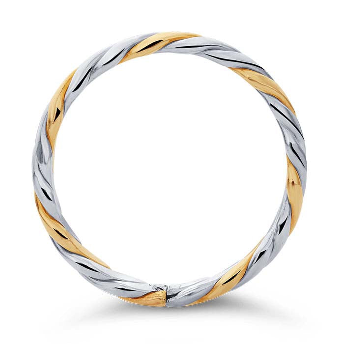 Anello Mezzo Tondo Intrecciato in Argento Sterling e Oro Giallo 14/20 Carati Riempito