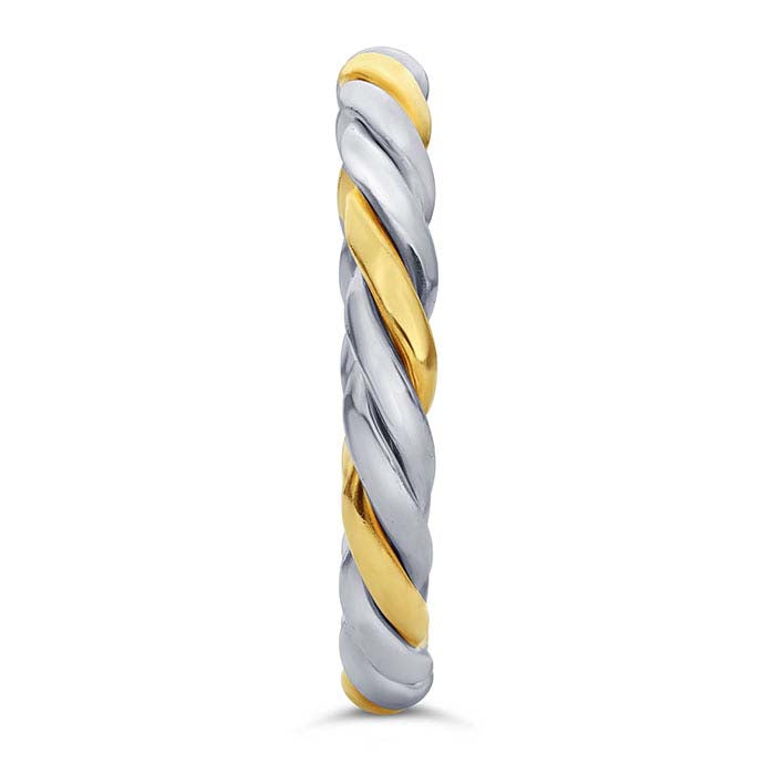 Anello Mezzo Tondo Intrecciato in Argento Sterling e Oro Giallo 14/20 Carati Riempito