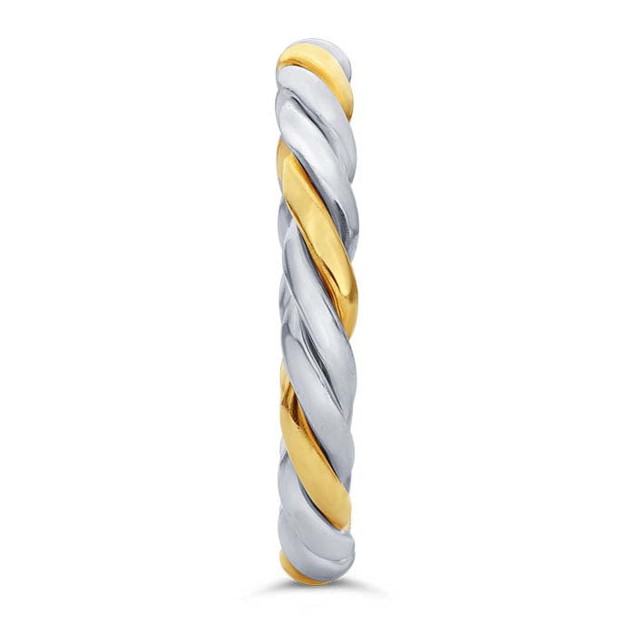Anello Mezzo Tondo Intrecciato in Argento Sterling e Oro Giallo 14/20 Carati Riempito