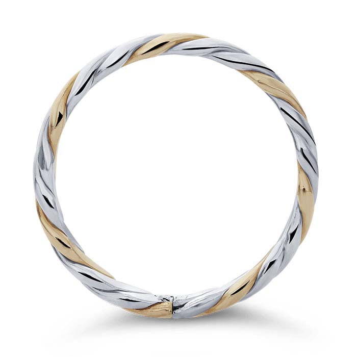 Anello Mezzo Tondo Intrecciato in Argento Sterling e Oro Giallo 14/20 Carati Riempito