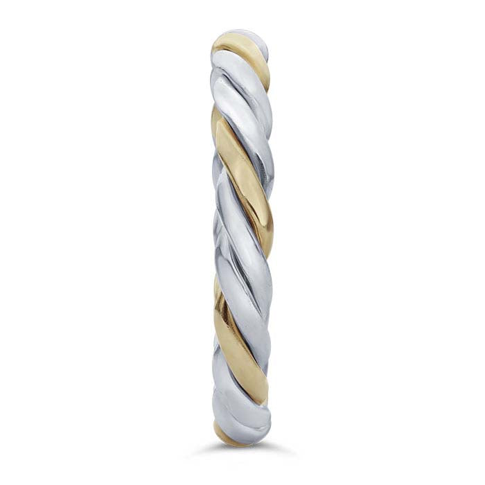 Anello Mezzo Tondo Intrecciato in Argento Sterling e Oro Giallo 14/20 Carati Riempito