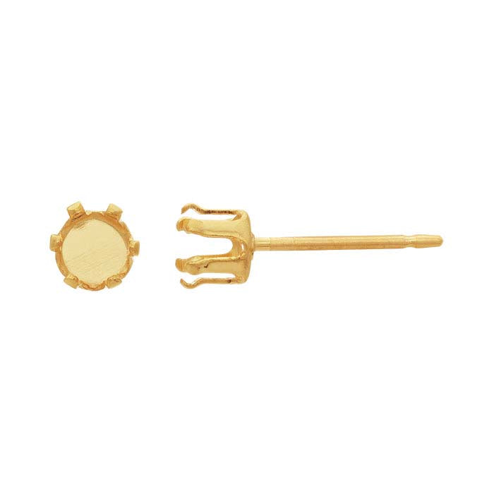 14/20 Yellow Gold-Filled 3mm Round Snap-Set™ Post Earring Mounting