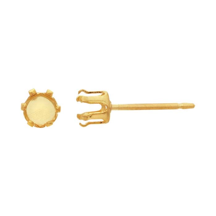 14/20 Yellow Gold-Filled 4mm Round Snap-Set™ Post Earring Mounting