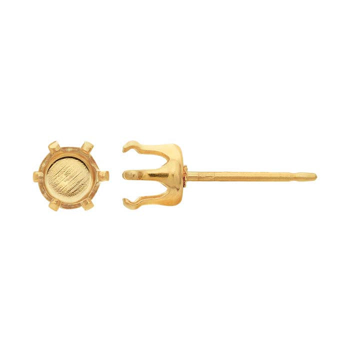 14/20 Yellow Gold-Filled 5mm Round Snap-Set™ Post Earring Mounting