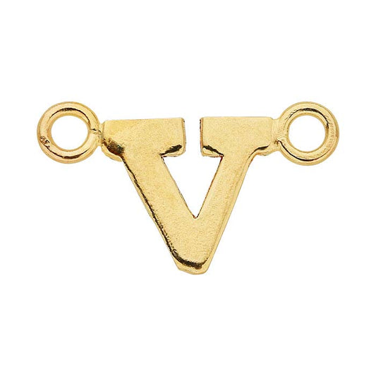 14/20 Yellow Gold-Filled Alphabet Festoon Pendant, V