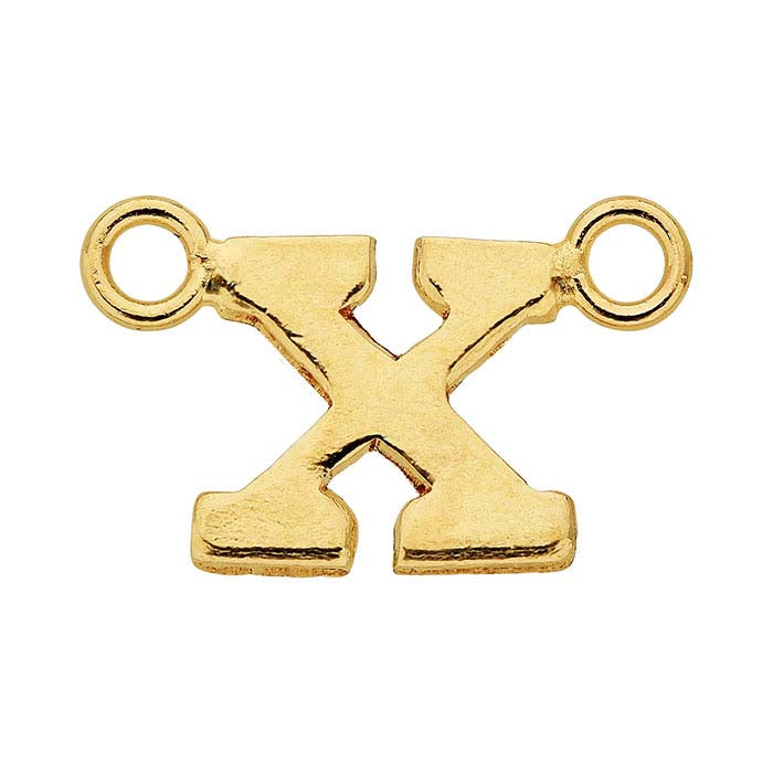 14/20 Yellow Gold-Filled Alphabet Festoon Pendant, X