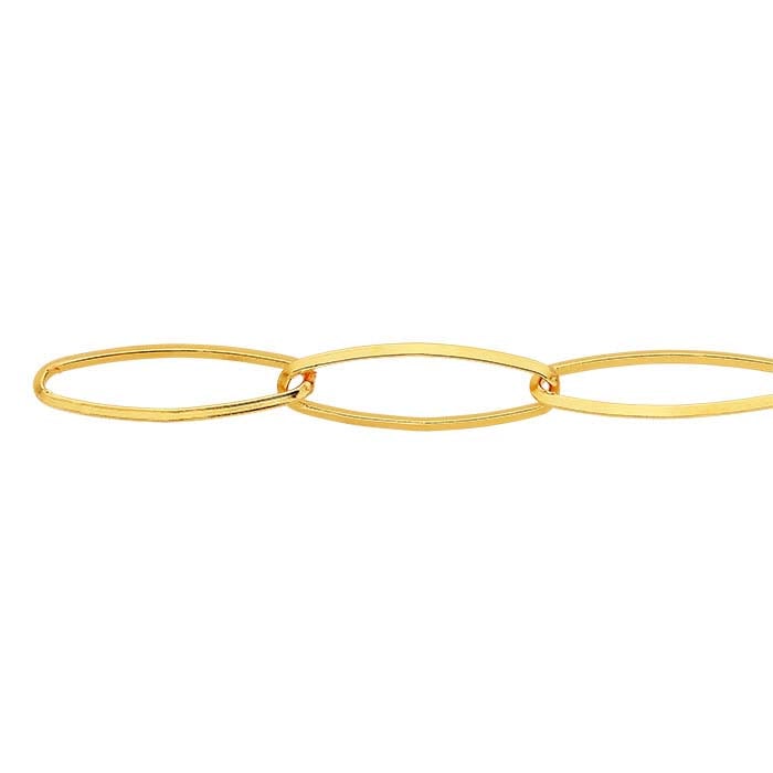 Cadena de cable ovalada de 4.6 mm chapada en oro amarillo 14/20, por pie