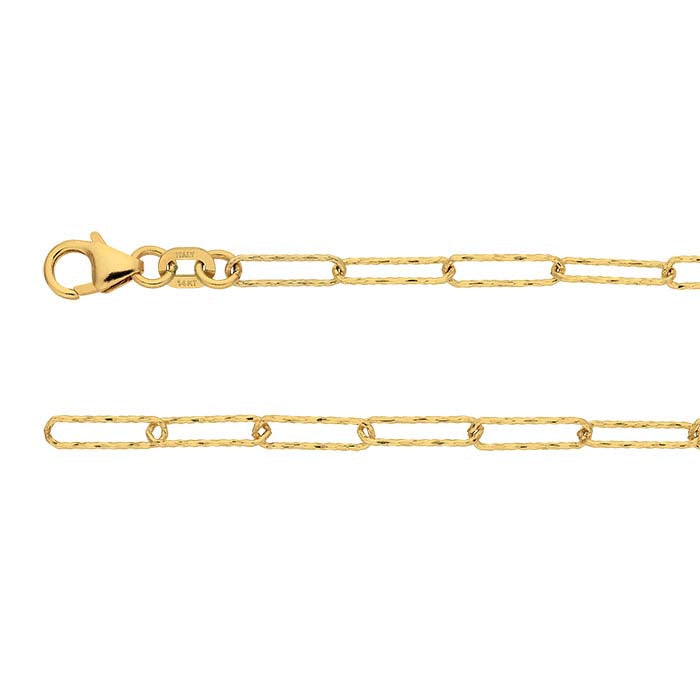 14K Yellow Gold 2.7mm Diamond-Cut Oval Cable Chain