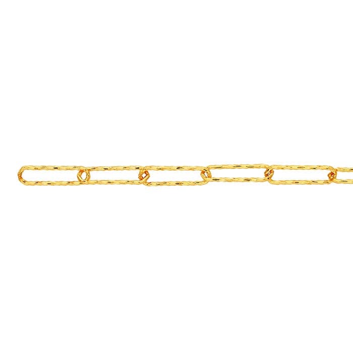 14K Yellow Gold 2.7mm Diamond-Cut Oval Cable Chain, By the Foot