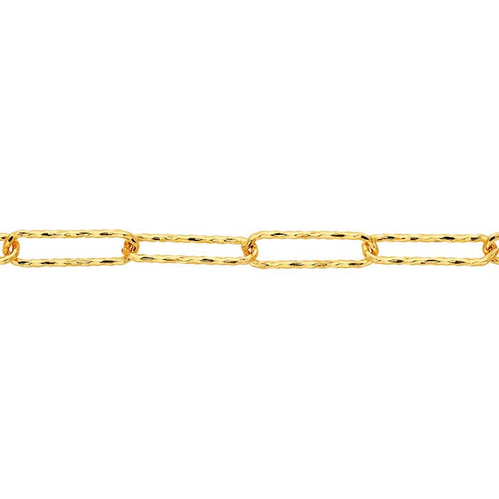 14K Yellow Gold 2.7mm Diamond-Cut Oval Cable Chain, By the Foot