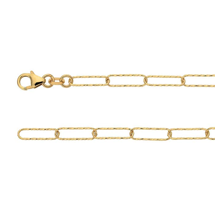 14K Yellow Gold 3.5mm Diamond-Cut Oval Cable Chain