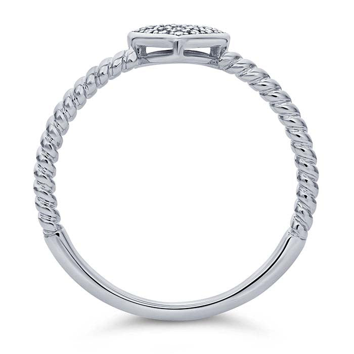 14K White Gold Diamond-Set Heart Ring