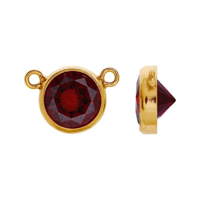 14/20 Yellow Gold-Filled 6mm Dark-Red CZ-Set Festoon Pendant