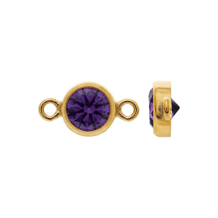 14/20 Yellow Gold-Filled 6mm Dark-Purple CZ-Set Link Component