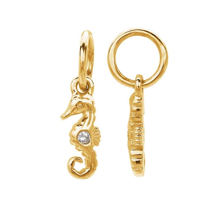 14K Yellow Gold Diamond-Set Seahorse Charm