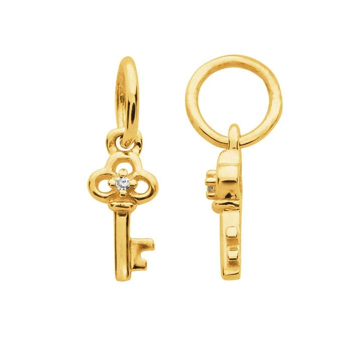 14K Yellow Gold Diamond-Set Key Charm