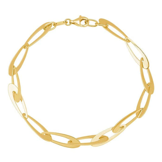 14K Geltono Aukso 5,4 mm Ovalo Formos Kabelinė Apyrankė