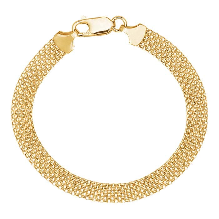 14K Gult Guld 7mm Bismark Kæde Armbånd
