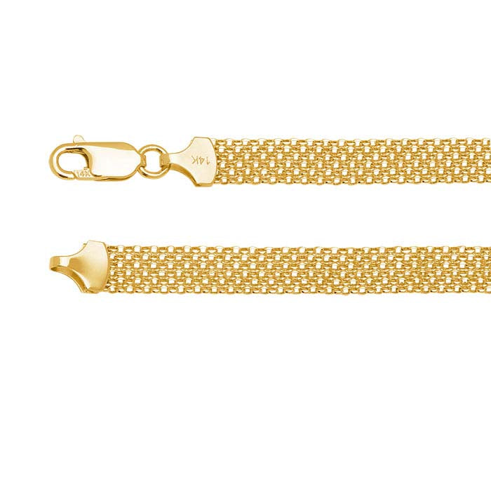14K Gult Guld 7mm Bismark Kæde Armbånd