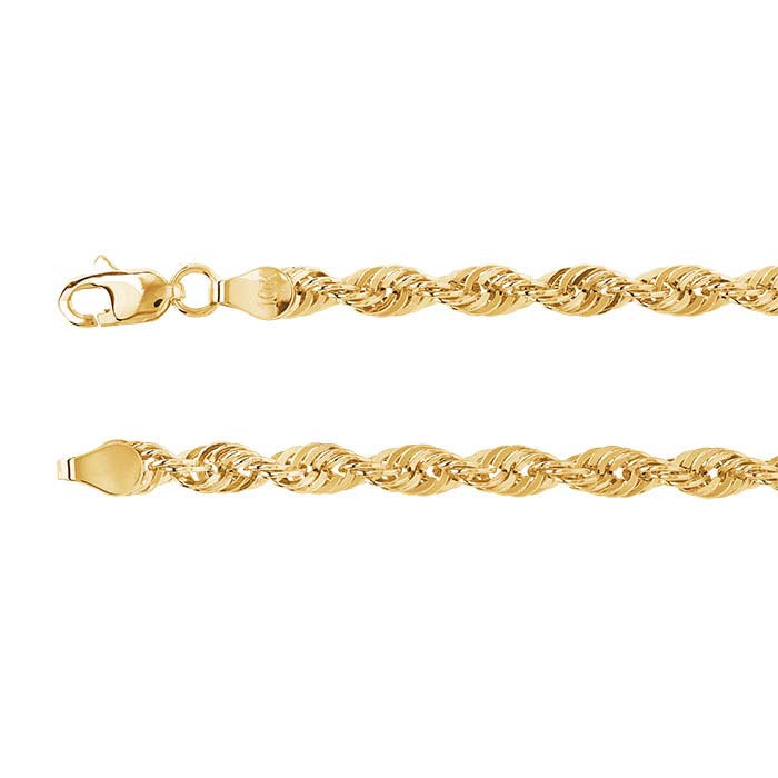 10K Yellow Gold 4mm Diamond-Cut French Rope Chain