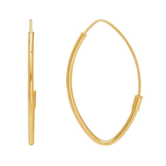 14K Yellow Gold Marquise Hoop Earring