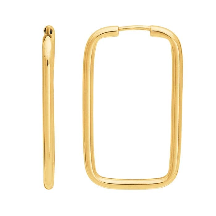 14K Yellow Gold 2 x 31mm Rectangle Endless Hoop Earring