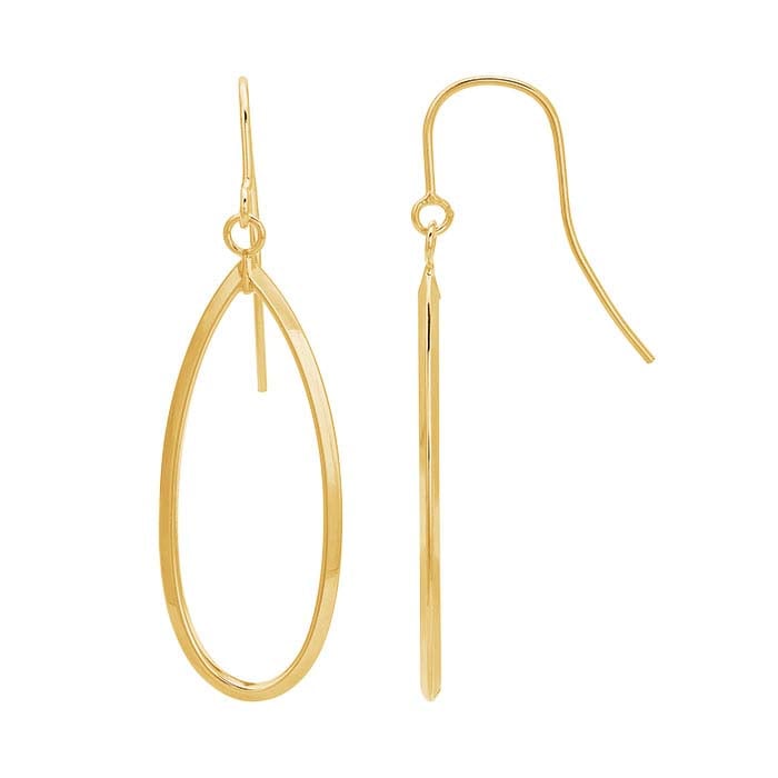14K Yellow Gold Teardrop Ear Wire Earrings