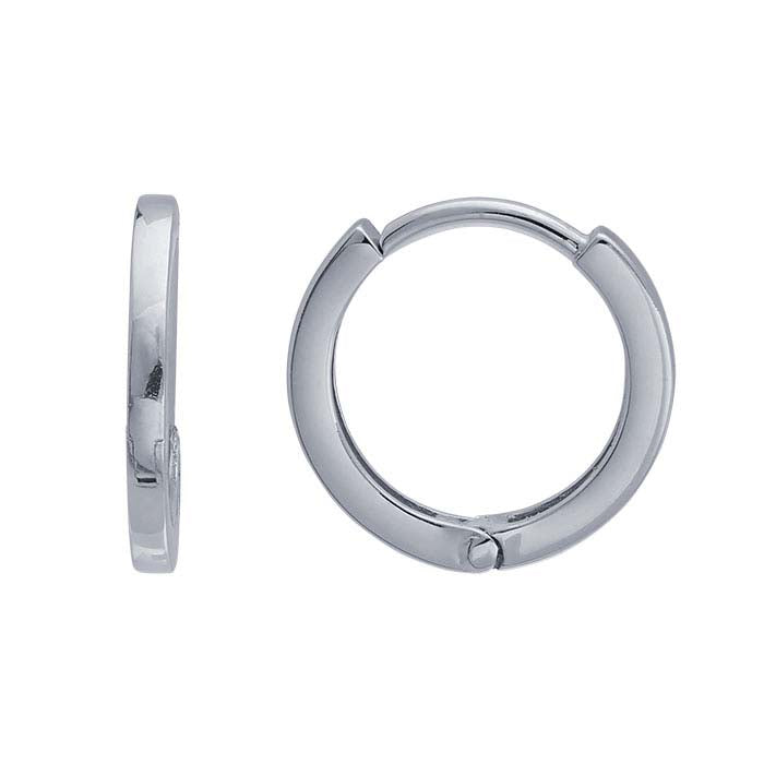 14K White Gold Round Huggie Hoop Earring