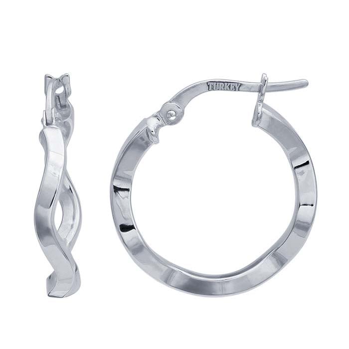 14K White Gold Twist Hoop Earring