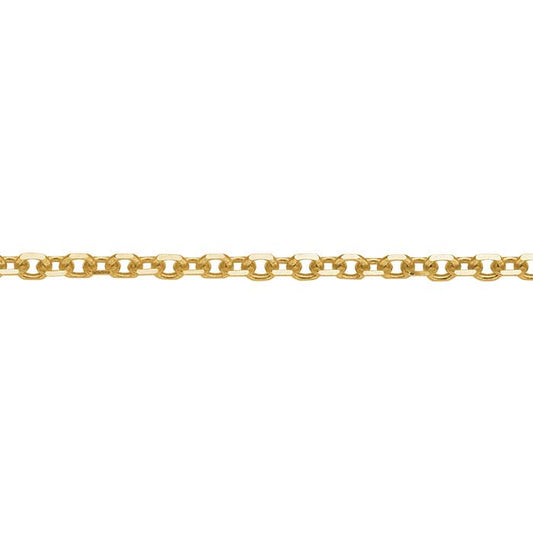 18K Gult Guld 1,4 mm Diamantskuren Kabelkedja