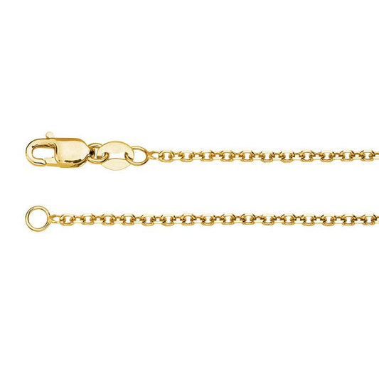 18K Gult Guld 1,4 mm Diamantskuren Kabelkedja