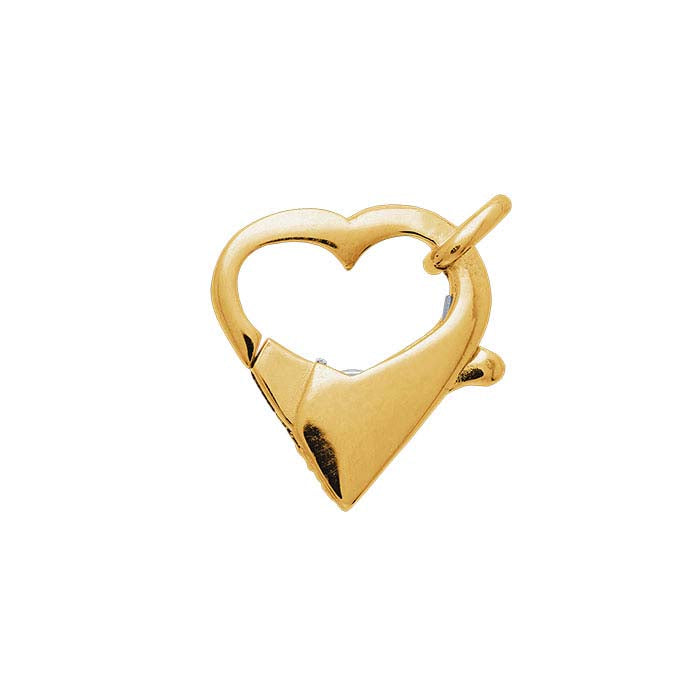14K Yellow Gold 10.6 x 10.6mm Open Heart Lobster Clasp with Closed Ring