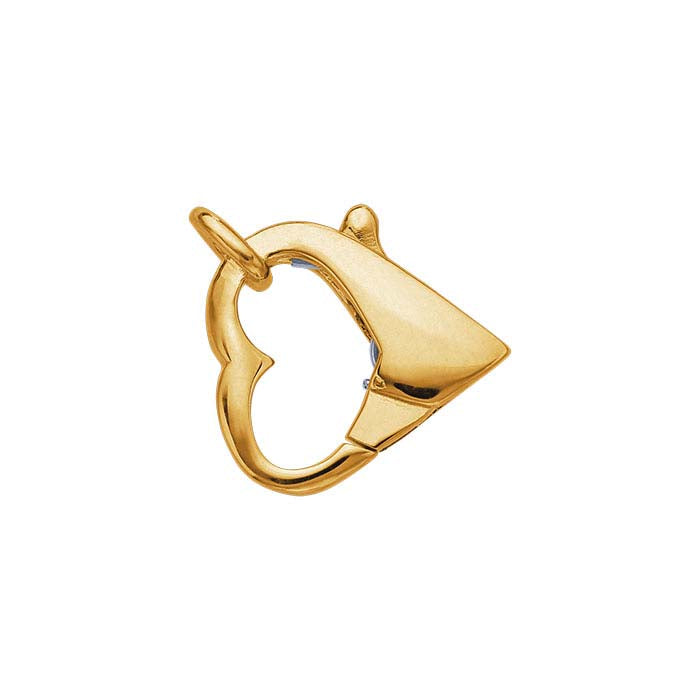 14K Yellow Gold 10.6 x 10.6mm Open Heart Lobster Clasp with Closed Ring