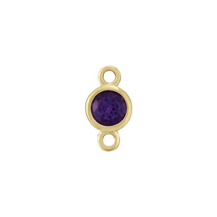 14K Yellow Gold 3mm Amethyst-Set Link Component