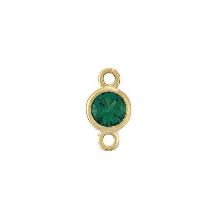 14K Yellow Gold 3mm Lab-Grown Emerald-Set Link Component